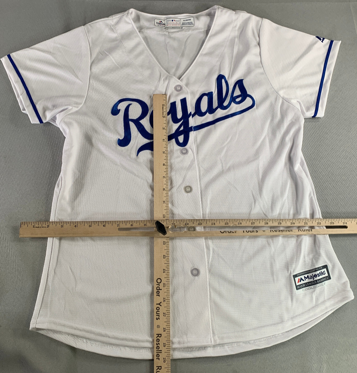 Majestic Royals Jersey Womens XL NEW MLB White Cool Base Replica Button Front