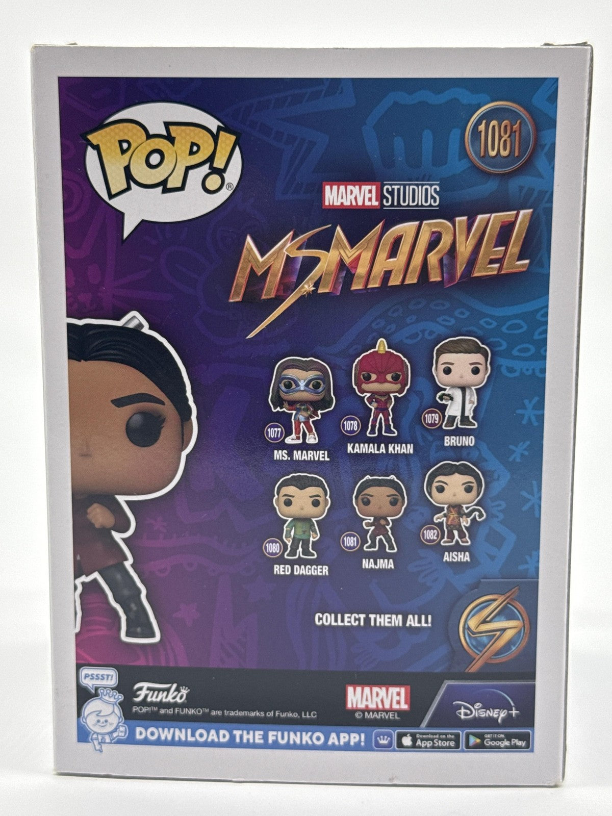 Funko Pop Najma 1081 Ms Marvel Disney Plus Bobblehead Vinyl Figure Multicolor