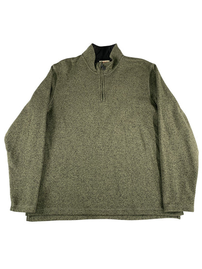 Wrangler Authentics Pullover Sweater Mens Large Green Quarter Zip Fleece Warm