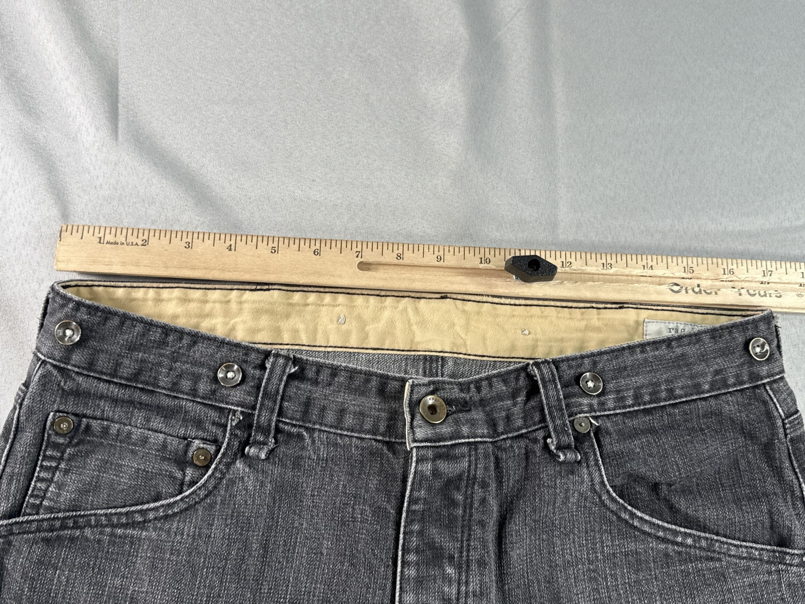 rag bone Straight Fit Jeans 32x32 Black 100% Cotton Leg Made in USA Button