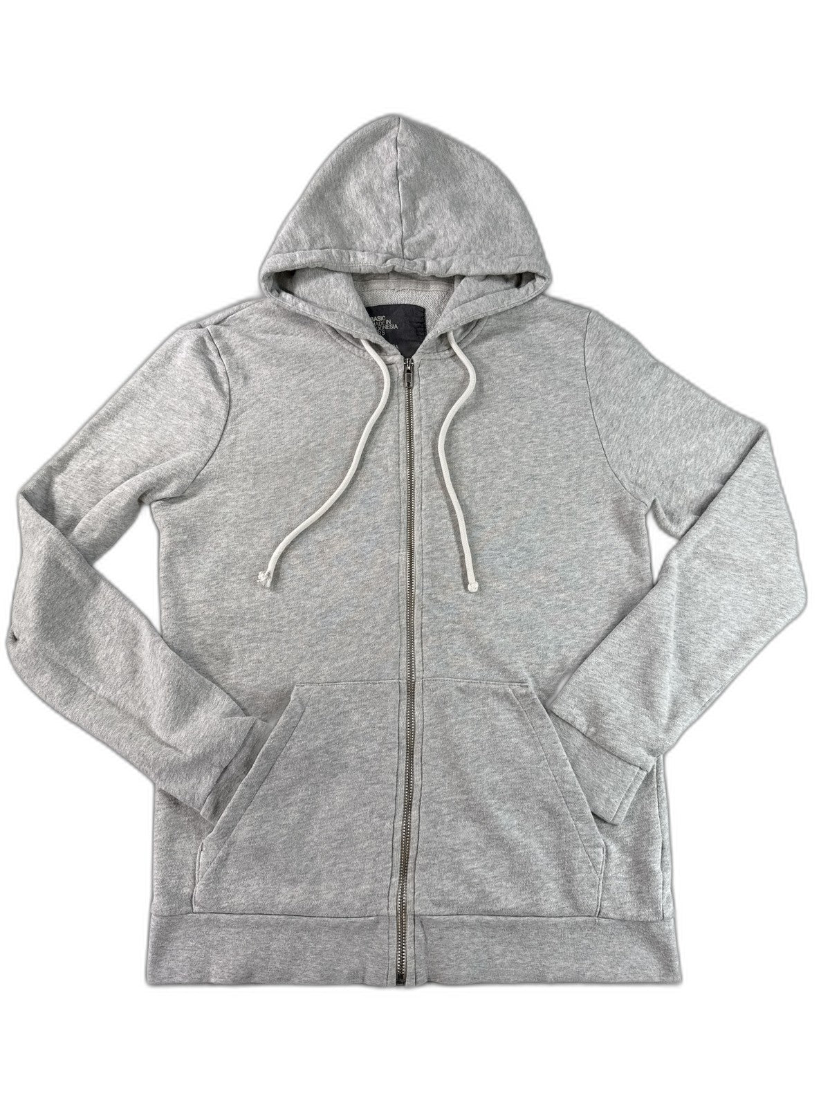 H&M Hoodie S Gray Cotton Blend Long Sleeve Drawstring Hood Regular Fit Slim