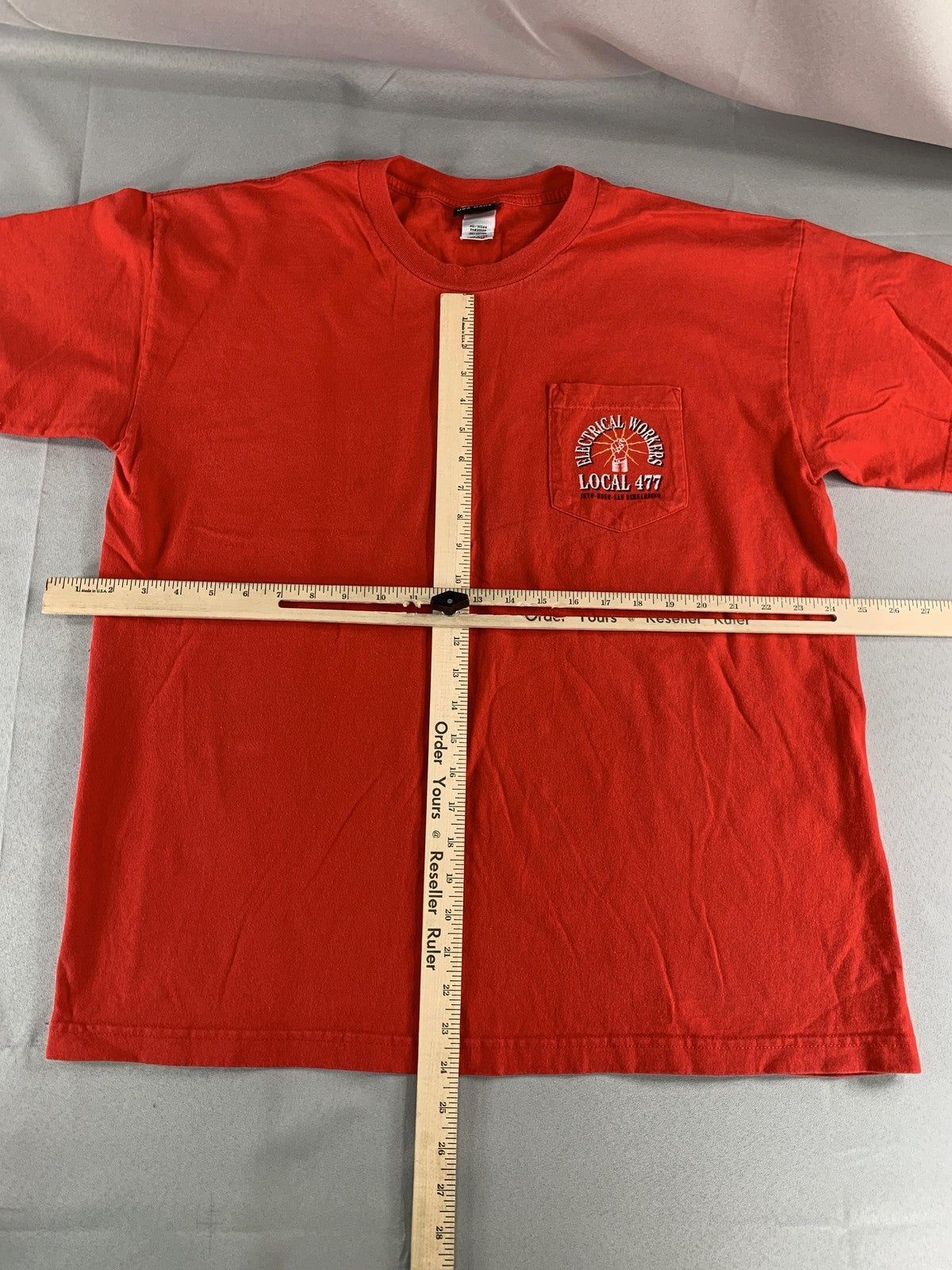 Electrical Workers Local 477 Shirt Mens XL Red Pocket Union Tee Made USA Cotton