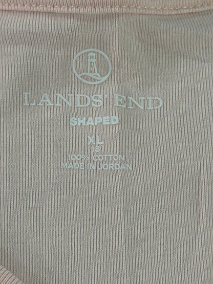 Lands End Shaped Womens XL Pink Blush V-Neck Long Sleeve Cotton Tee Shirt Top