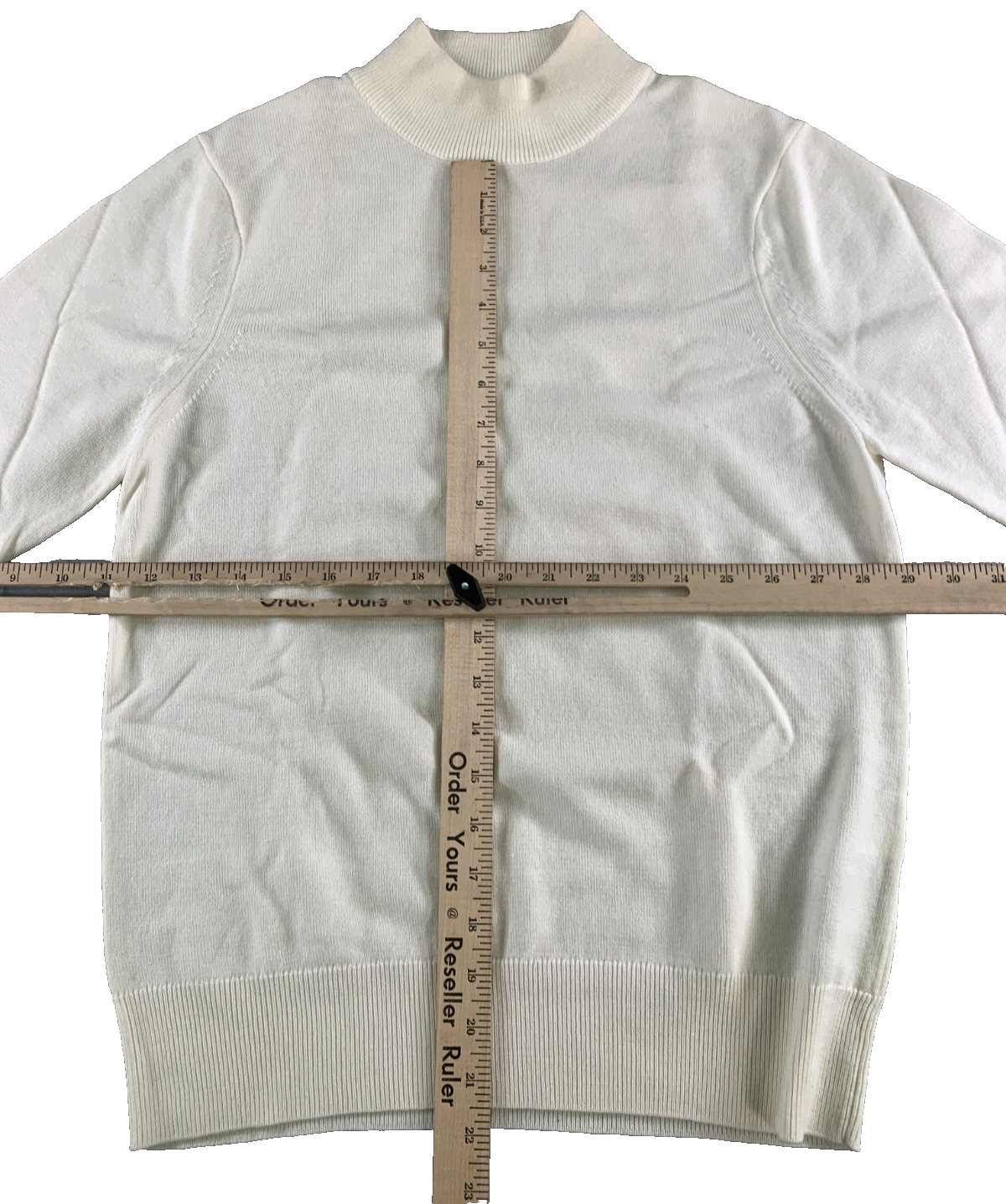Sandro Paris Women XS Ivory Mock Neck Fine Knit Pullover Sweater Minimalist