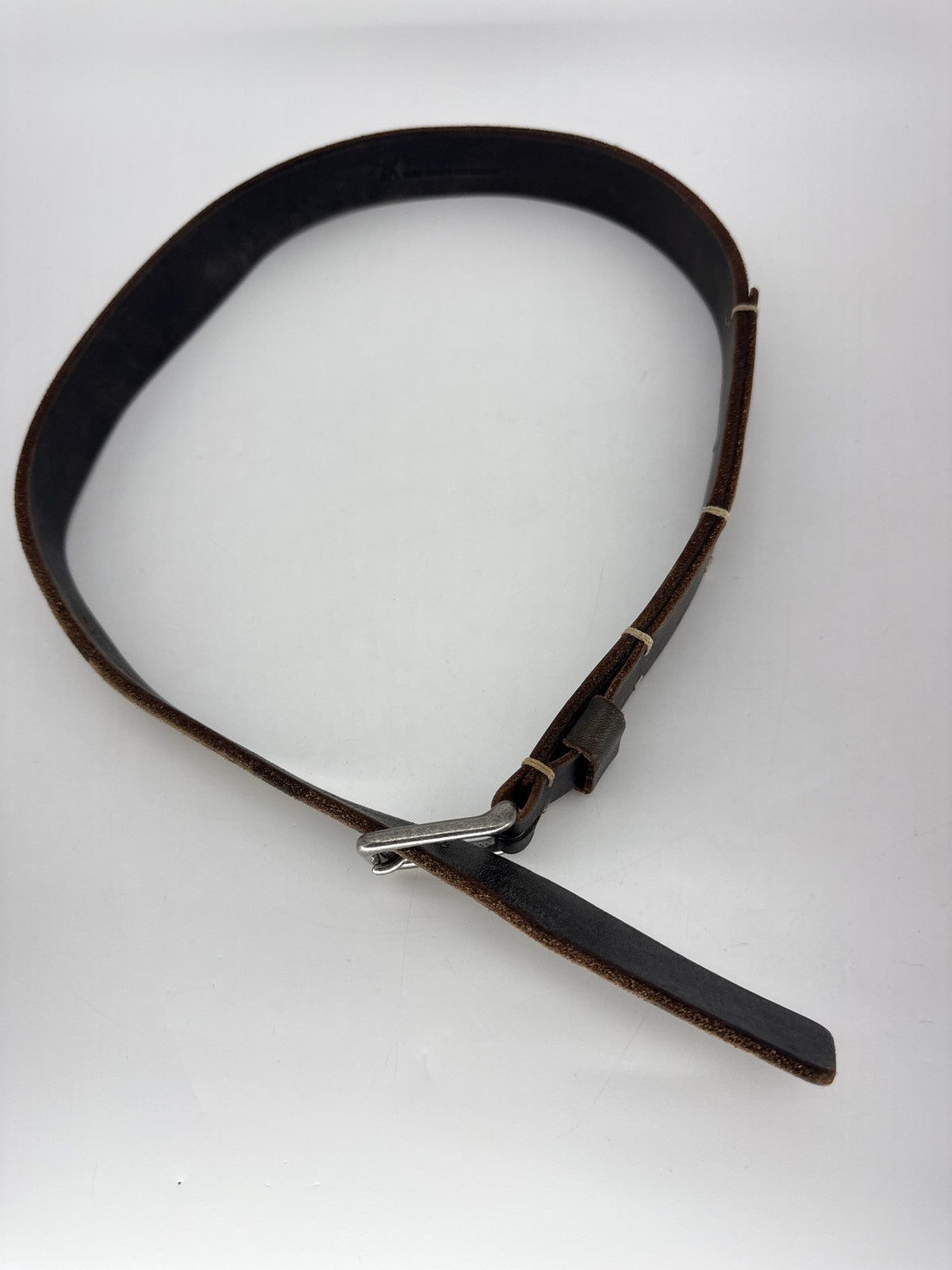ISSEY MIYAKE ACCESSORY Leather Belt Brown Classic Wide Embossed Vintage