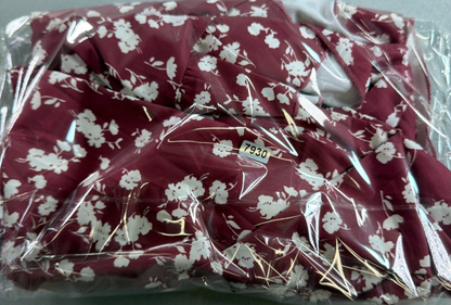 BloomChic Floral Wrap Mini Dress Burgundy Ditsy Flutter Sleeve Plus 22-24