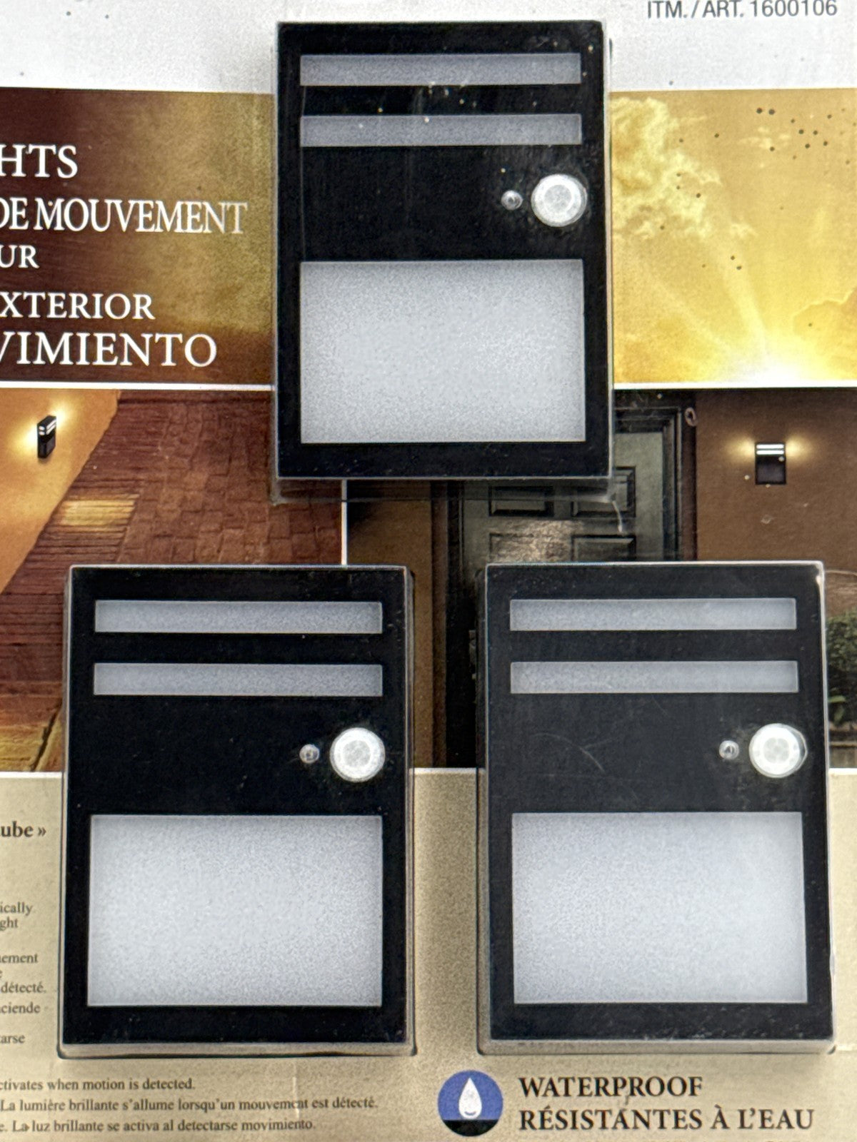 Lot of 2 Capstone LED Indoor Motion Sensor Lights Black Waterproof Dusk Dawn