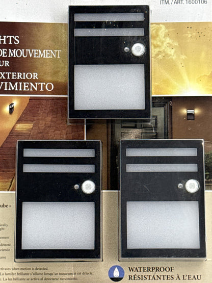 Lot of 2 Capstone LED Indoor Motion Sensor Lights Black Waterproof Dusk Dawn