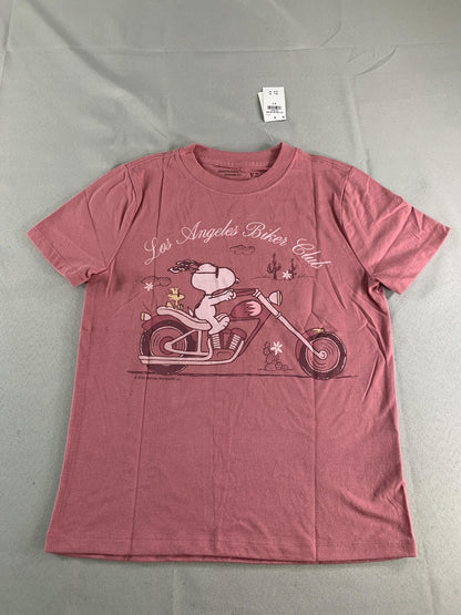 Abercrombie Kids Snoopy Shirt Youth 9/10 Pink Los Angeles Biker Club Peanuts