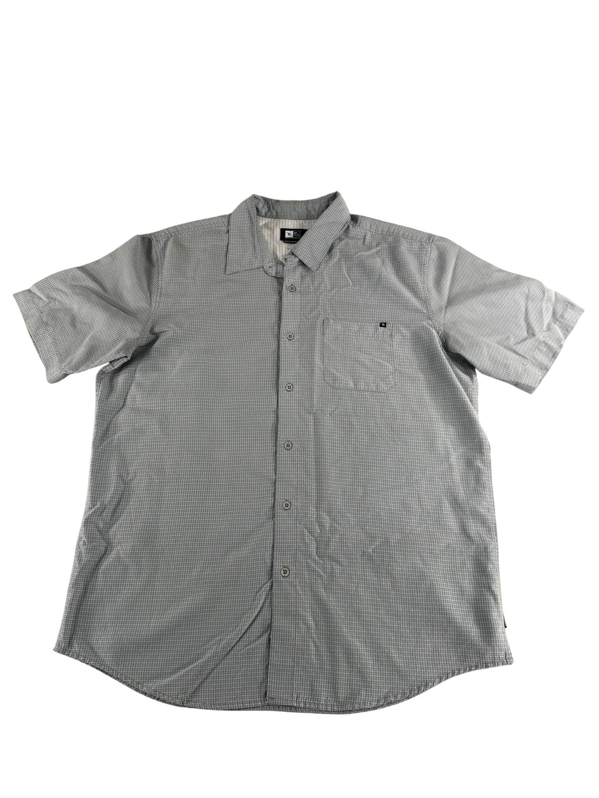 Rip Curl Shirt Mens Large Gray Short Sleeve Button Up Classic Fit Surf Casual