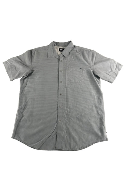 Rip Curl Shirt Mens Large Gray Short Sleeve Button Up Classic Fit Surf Casual
