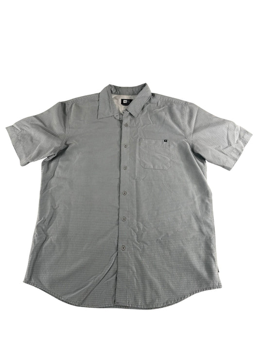 Rip Curl Shirt Mens Large Gray Short Sleeve Button Up Classic Fit Surf Casual