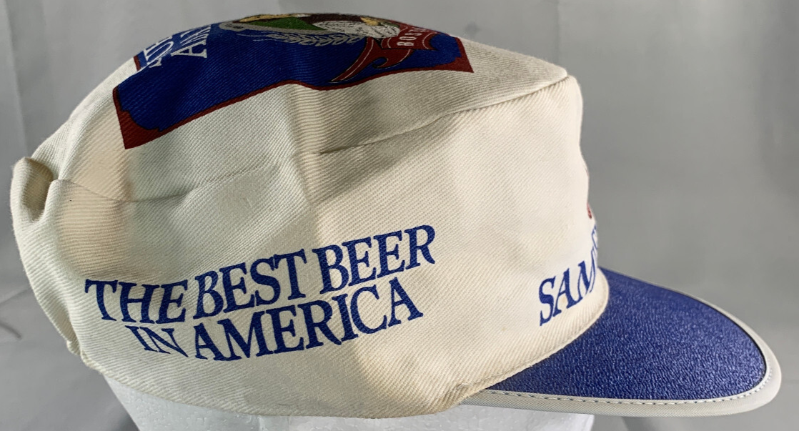 VTG Samuel Adams Beer Hat Boston Lager Blue White Cap Promo Brewer OSFA Rare