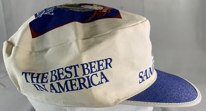 VTG Samuel Adams Beer Hat Boston Lager Blue White Cap Promo Brewer OSFA Rare