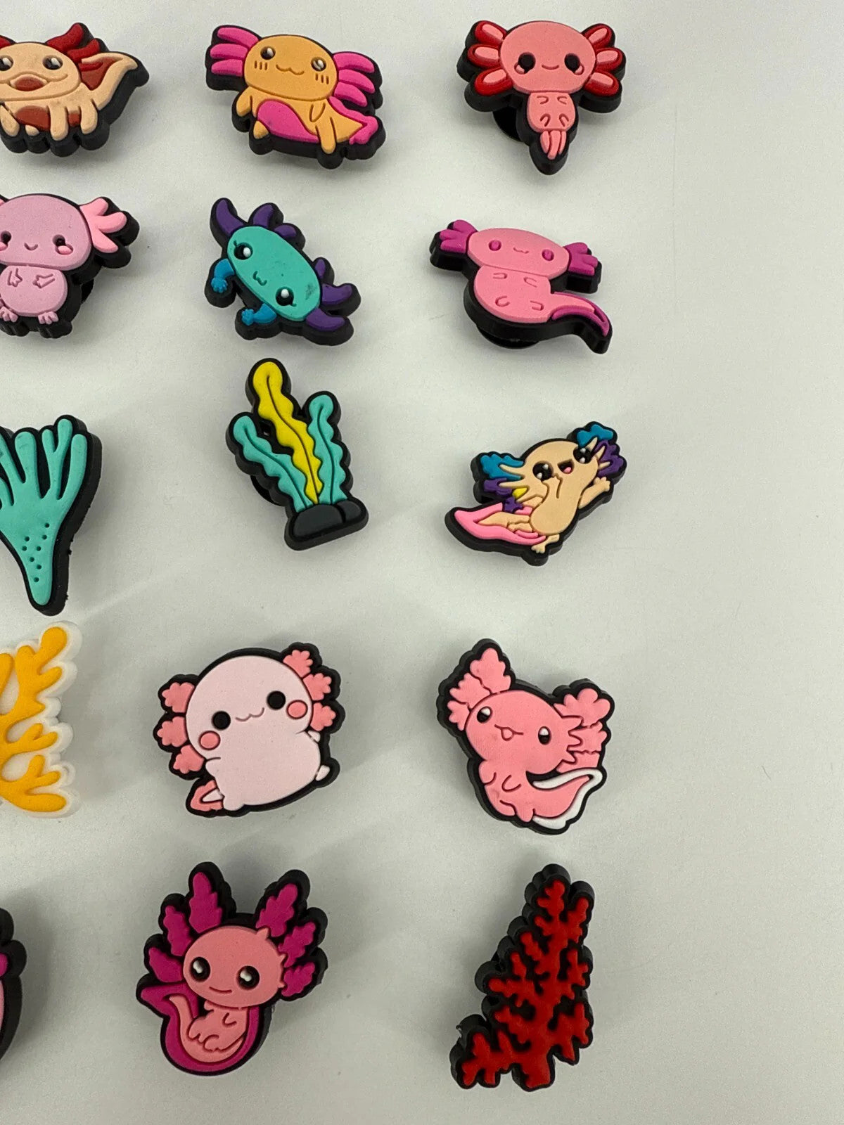 20PC Axolotl Shoe Charms Set Cute Cartoon Sea Creatures Fits Crocs Water Shoes