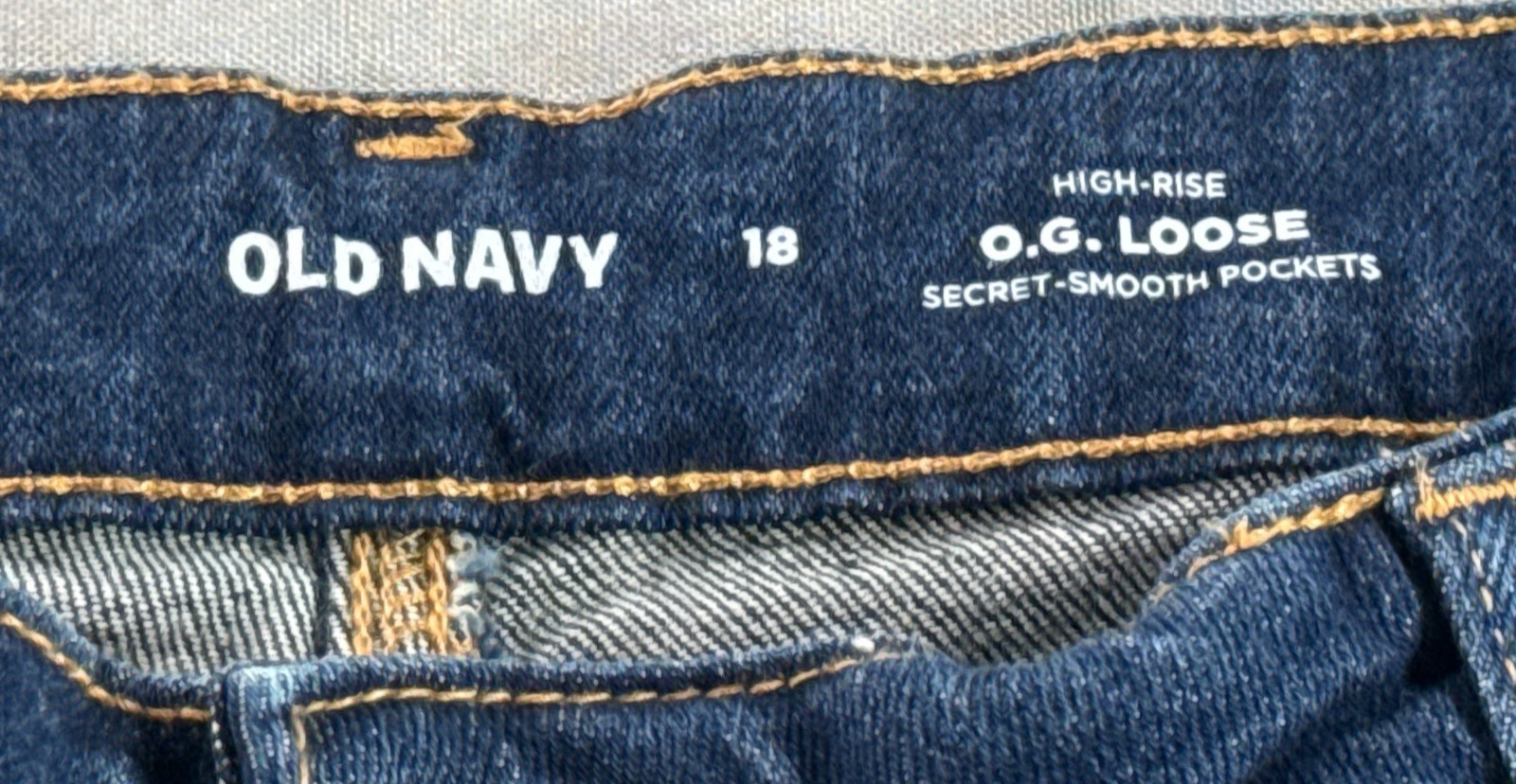 OLD NAVY JEANS 18 Womens OG Loose High Rise Blue Denim Secret Smooth Pocket Pant