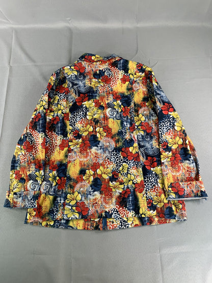City Blues by Koret Jacket Womens Large Floral Zip Up Casual Retro Print 98 NWT