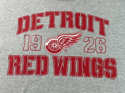 Detroit Red Wings Mens L Reebok Gray Long Sleeve Shirt NHL 1926 Winged Wheel Tee