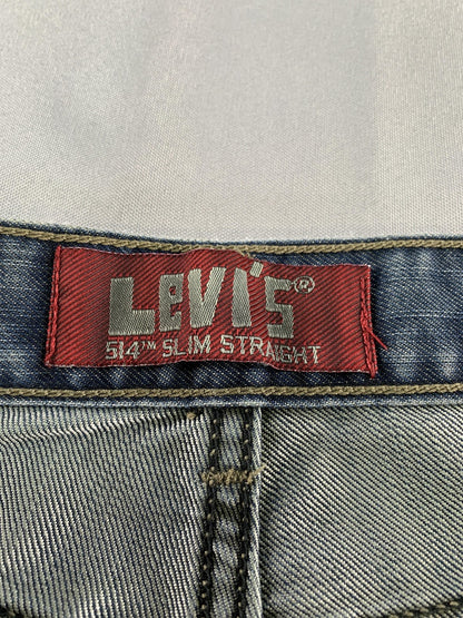 Levis 514 Jeans Mens 26x29.5 Blue Slim Straight Red Tab Denim Mid Rise Classic
