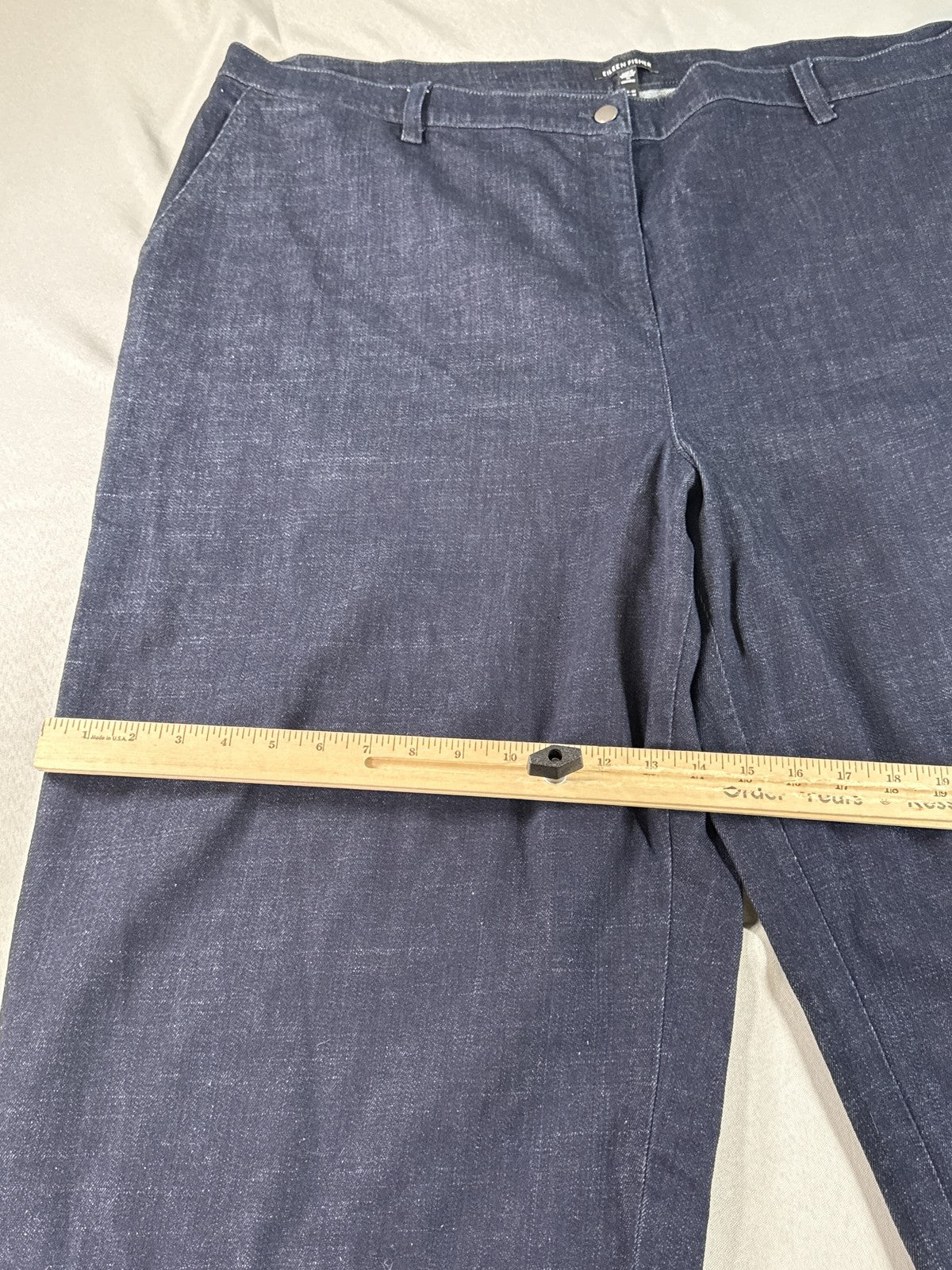 EILEEN FISHER Denim Shorts USA 3X CAN Dark Blue Regular Fit Pocketed Zipper Jean