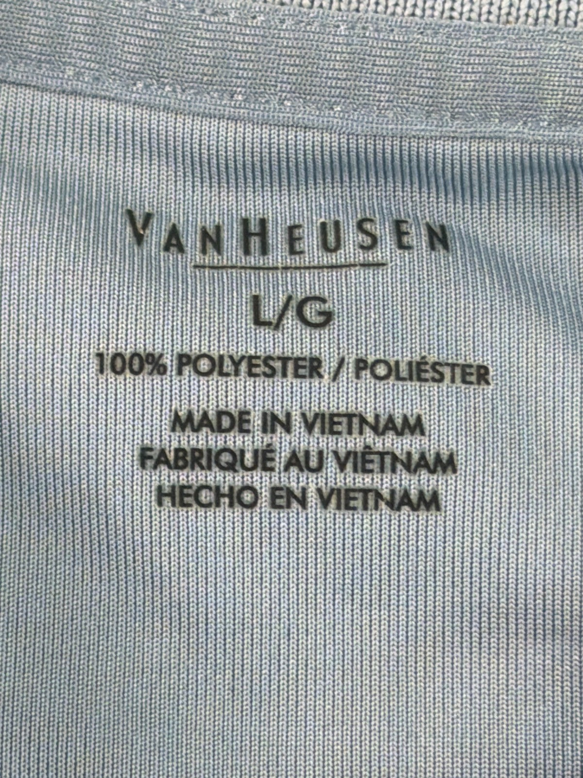 Van Heusen Polo Shirt Mens L Blue White Striped Short Sleeve Polyester Golf