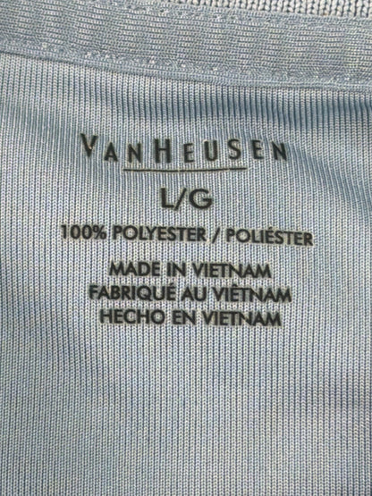 Van Heusen Polo Shirt Mens L Blue White Striped Short Sleeve Polyester Golf