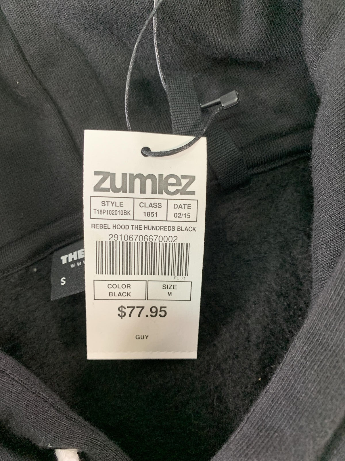 The Hundreds Hoodie Mens Medium Black Gray Rebel Hood Zumiez Streetwear on
