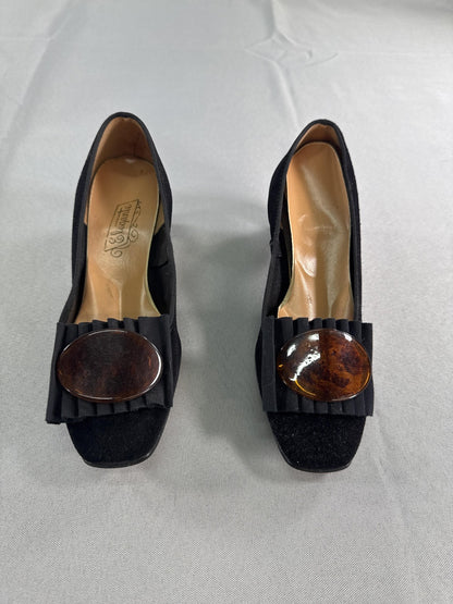 Vintage Elegantes by Rogers Shoes Womens Size 5.5M Black Kitten Heel USA 60s