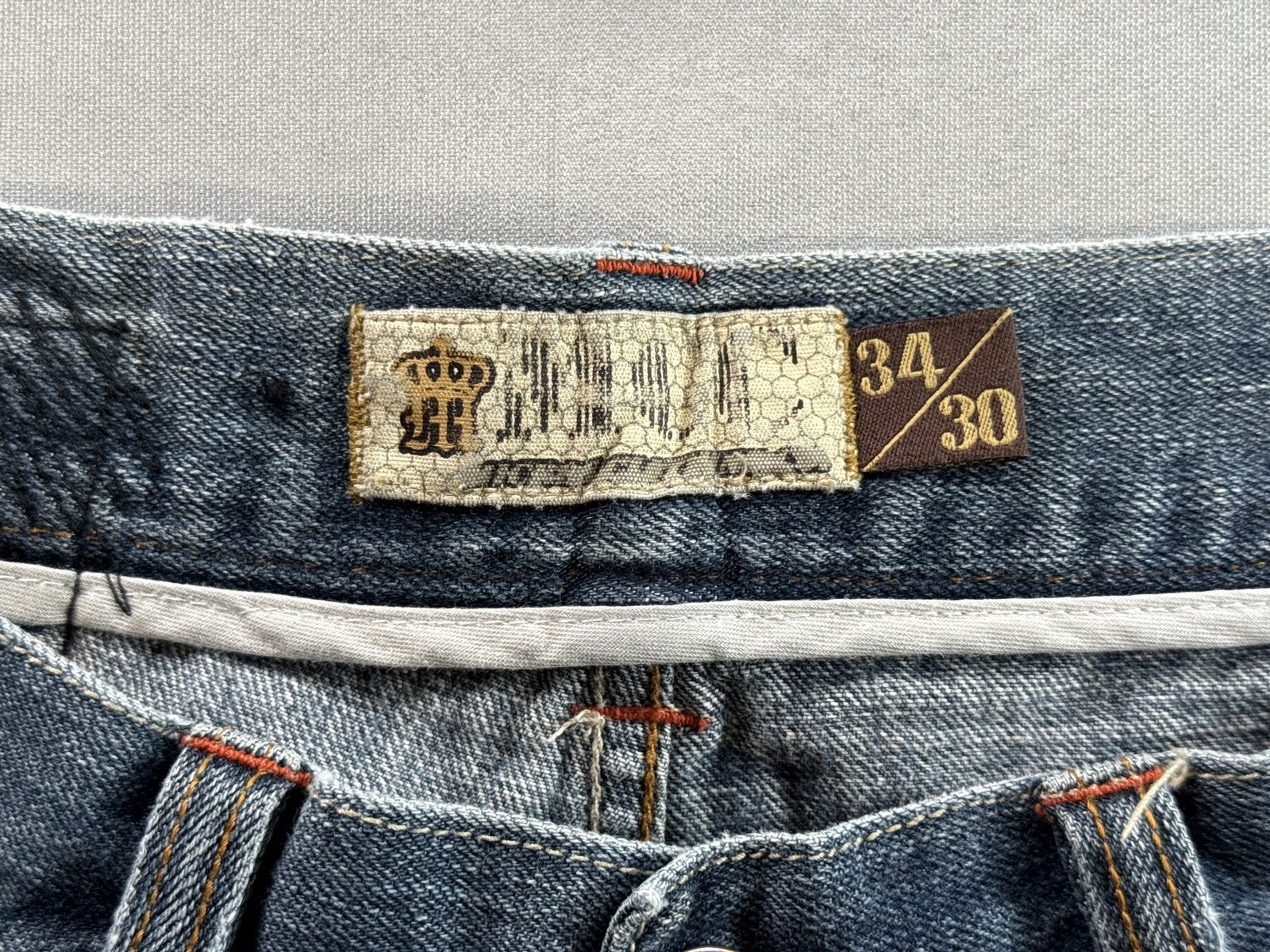 MICROS M2BX 385 Jeans 34x30 Blue 100% Cotton Straight Leg Classic Zip Fly