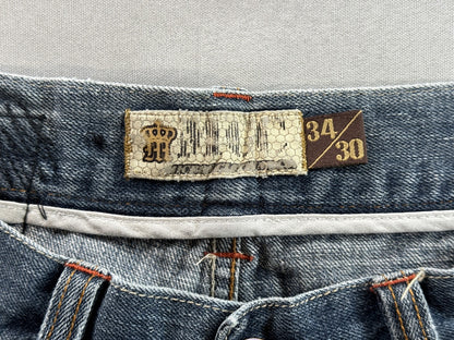 MICROS M2BX 385 Jeans 34x30 Blue 100% Cotton Straight Leg Classic Zip Fly