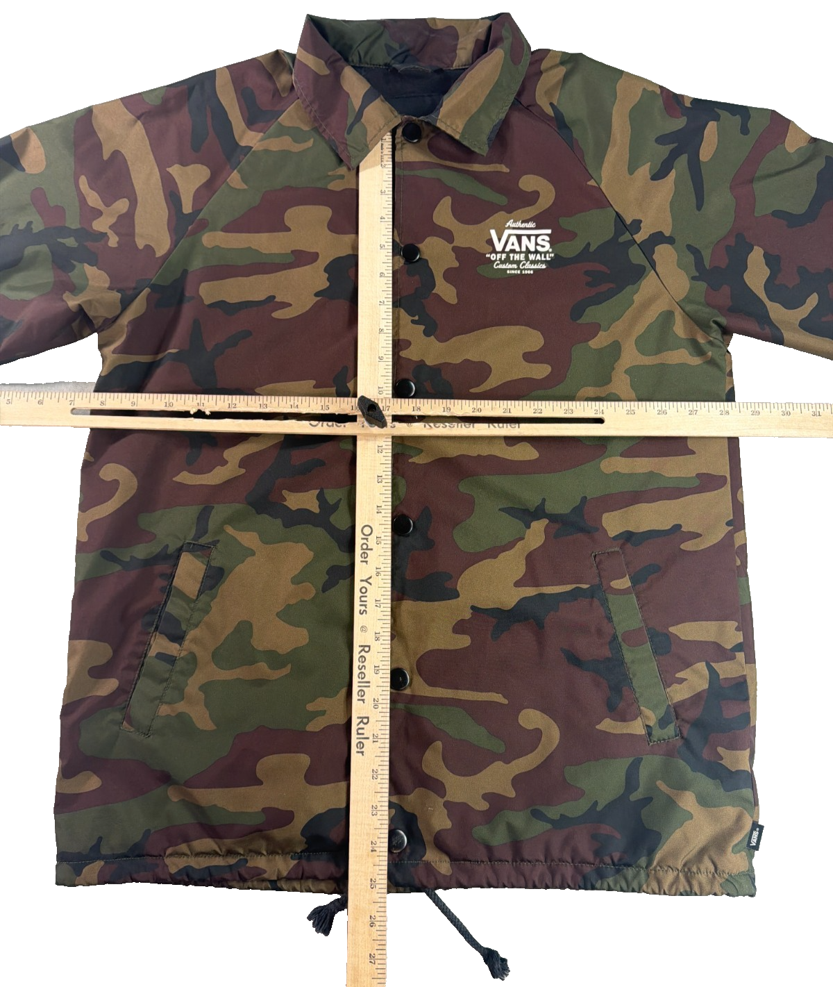 Vans Torrey Coach Jacket Mens Small Woodland Camo Windbreaker Snap Off The Wall