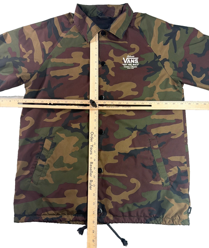 Vans Torrey Coach Jacket Mens Small Woodland Camo Windbreaker Snap Off The Wall