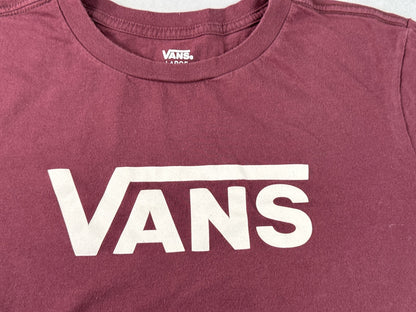 VANS Off Wall Burgundy Graphic Tee Large Cotton Crewneck Short Sleeve Skate