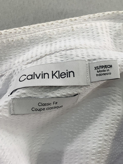 Calvin Klein Shirt Mens Extra Small White Classic Fit Short Sleeve Button Up 100