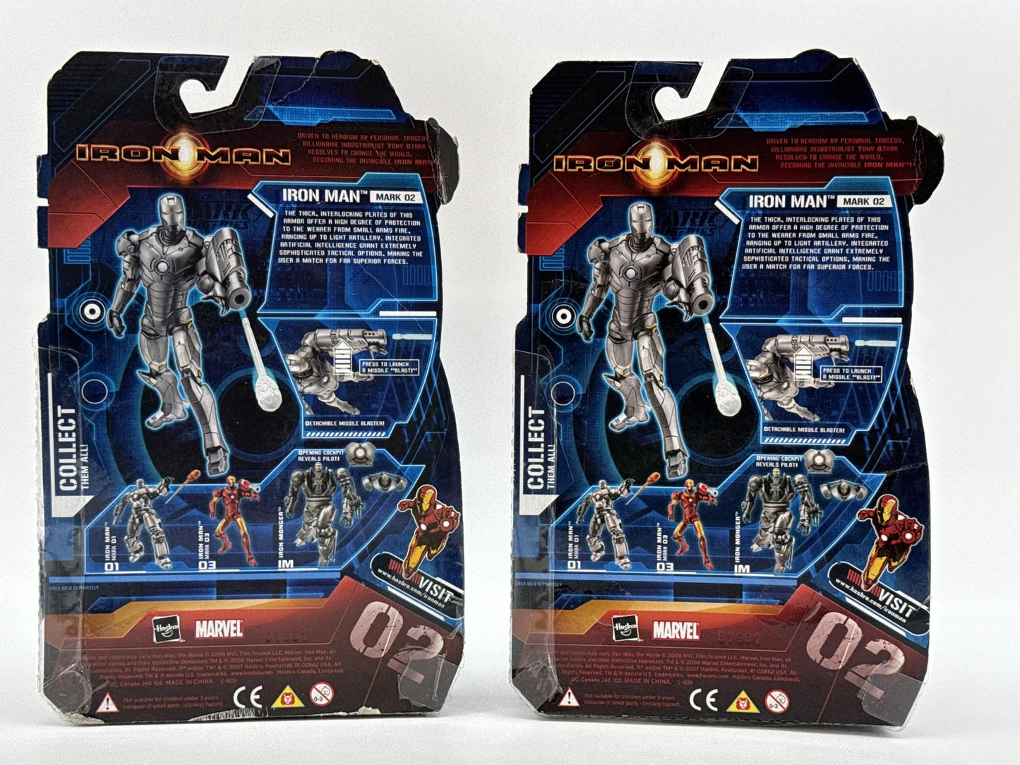 Marvel Iron Man Movie Mark 02 Action Figure Hasbro Firing Missile Silver Red NWT