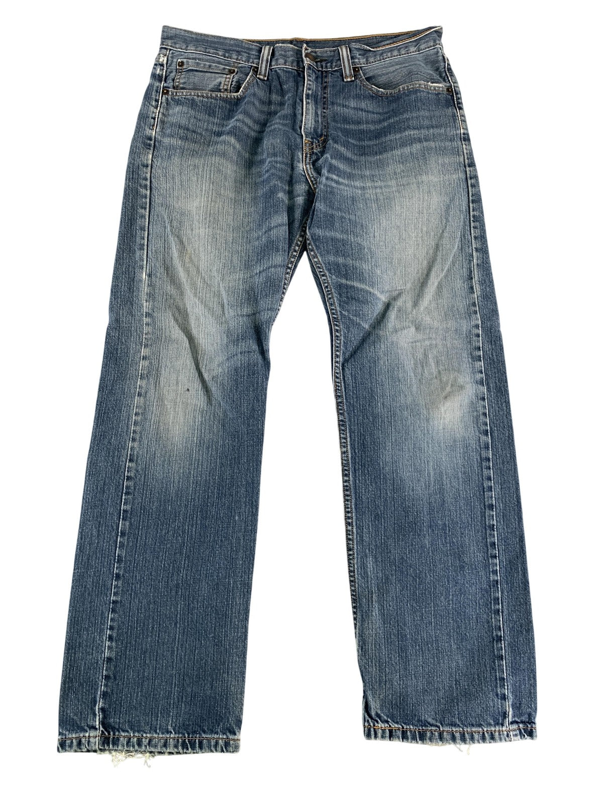 Levis 505 Jeans Mens 32x30 Blue Denim Straight Leg Distressed USA 90s Y2K on Red