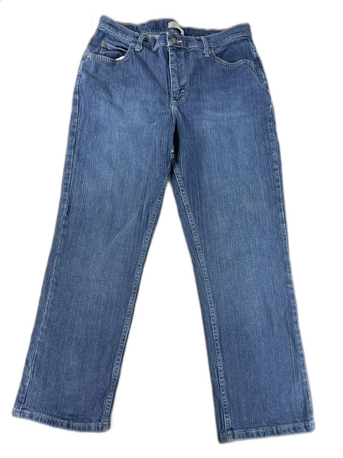 Riders Lee Relaxed Fit Straight Leg Jeans Womens 14P Blue Wash Stretch Denim 14M
