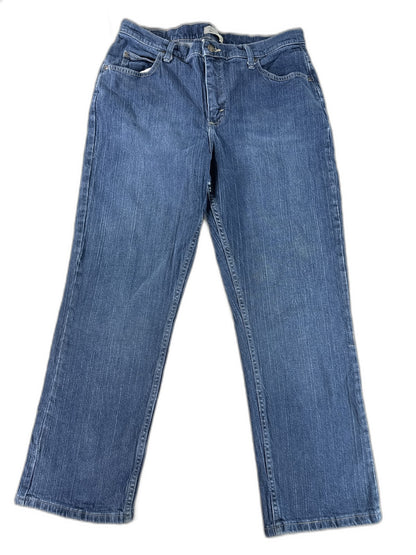Riders Lee Relaxed Fit Straight Leg Jeans Womens 14P Blue Wash Stretch Denim 14M