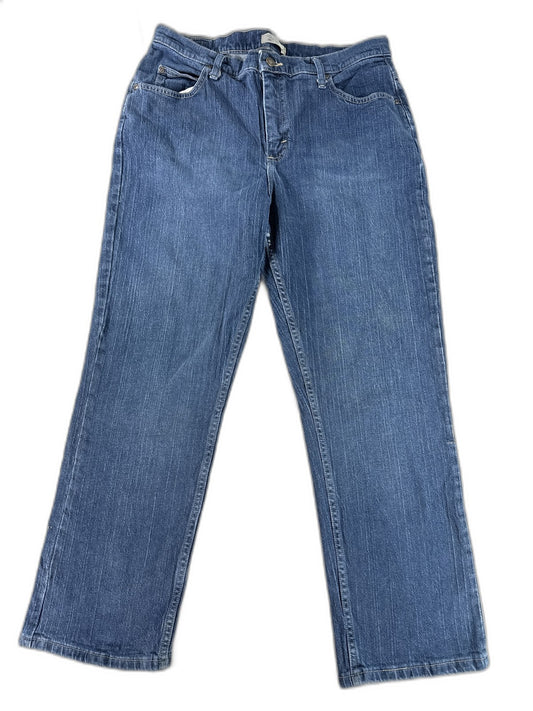 Riders Lee Relaxed Fit Straight Leg Jeans Womens 14P Blue Wash Stretch Denim 14M