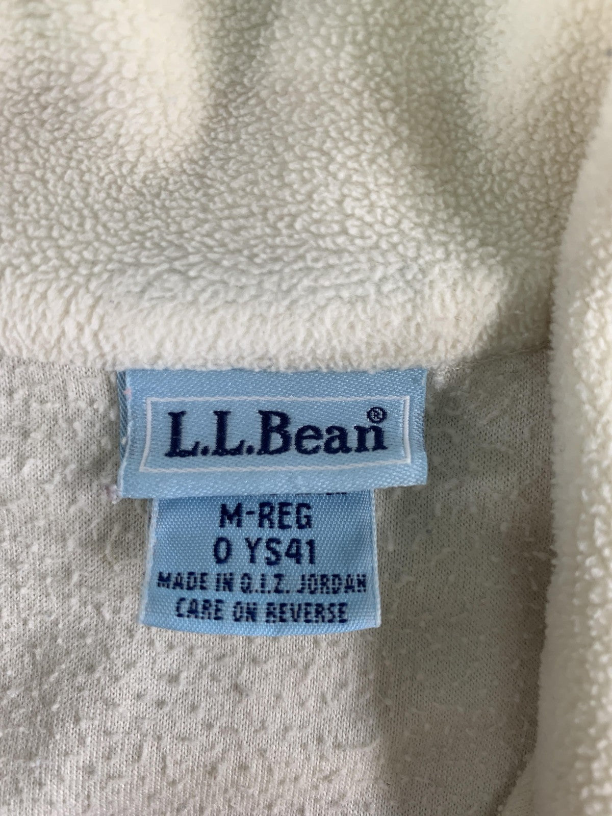 LL Bean Pullover Mens Medium Off White Fleece Half Zip Warm Lightweight Outdoors