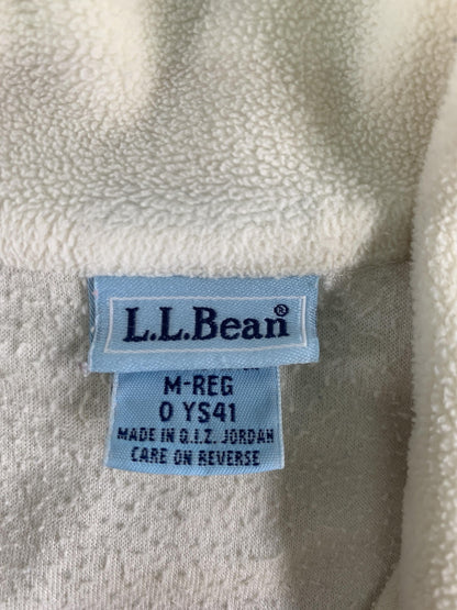 LL Bean Pullover Mens Medium Off White Fleece Half Zip Warm Lightweight Outdoors