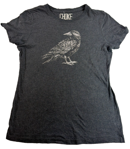 Choke Raven Graphic T Shirt Black Womens Small Bird Goth Grunge Cotton Tee NWT