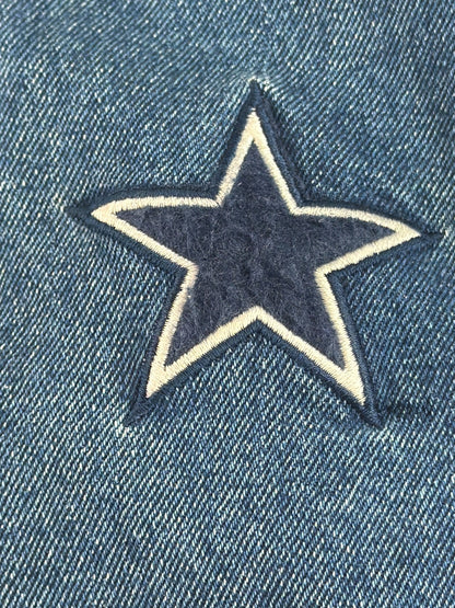 Vintage 90s Lee Sport Dallas Cowboys Denim Varsity Jacket Mens L Bomber NFL Star