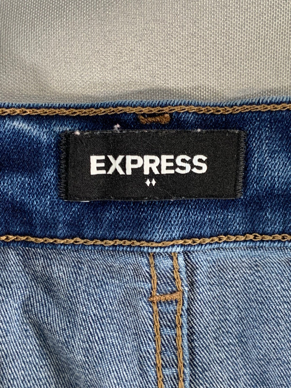 Express Skinny High Rise Ripped Jeans 8R 30x27 Distressed Denim Perfect Blue 15