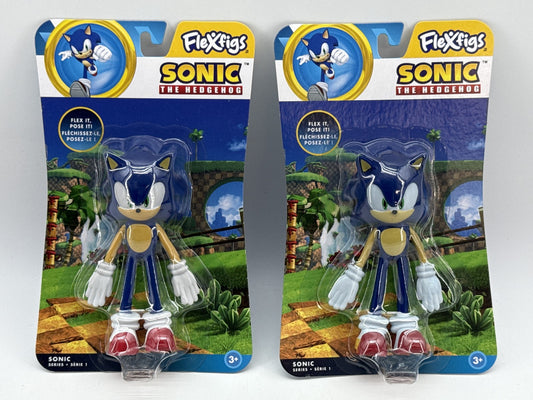 Lot of 2 Sega Sonic The Hedgehog Action Figure Blue Plastic Poseable Collectible