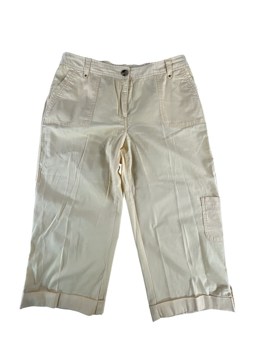 Karen Scott Pants Womens 10 Yellow Cropped Capri Cotton Spandex Stretch Casual