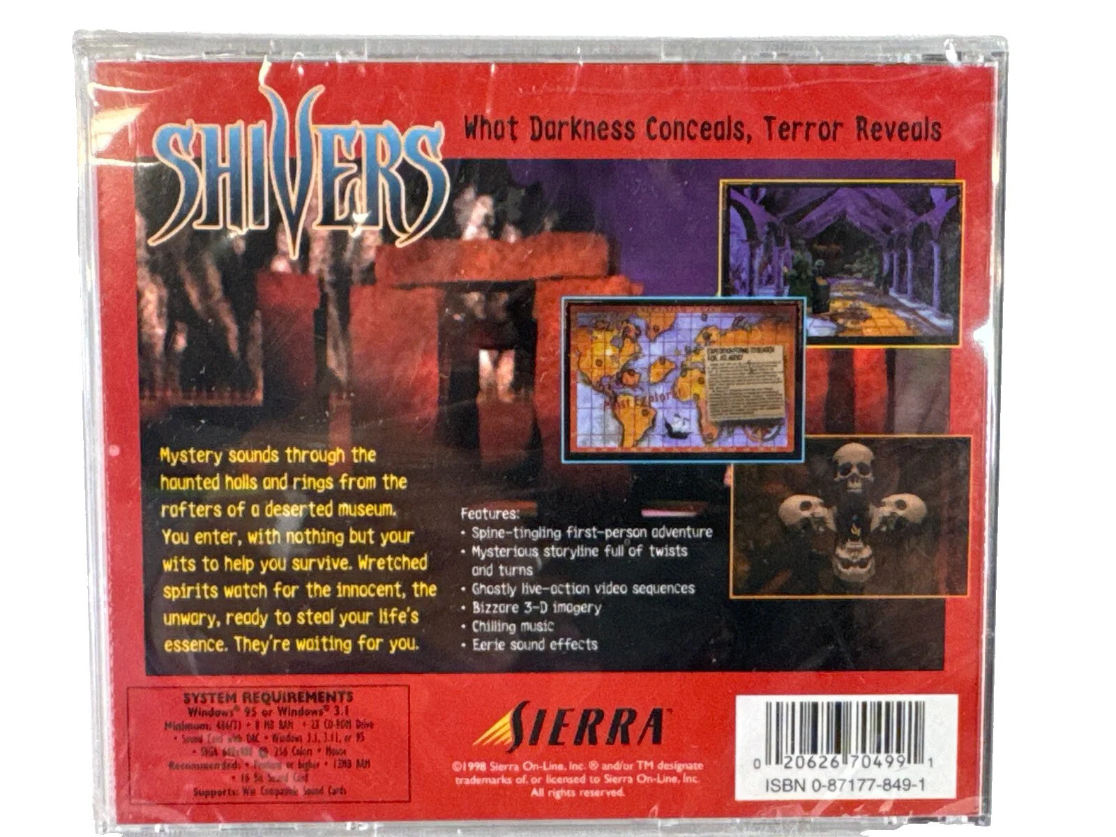 SHIVERS PC CD-ROM 1995 Sierra Horror Game What Darkness Conceals Sealed Disc