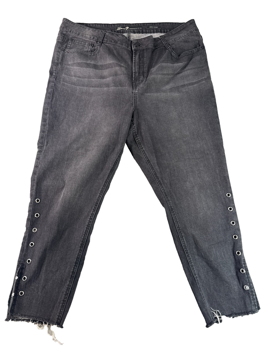 Seven7 Ankle Skinny Jeans Womens 22W Gray Grommet Frayed Hem Stretch Denim