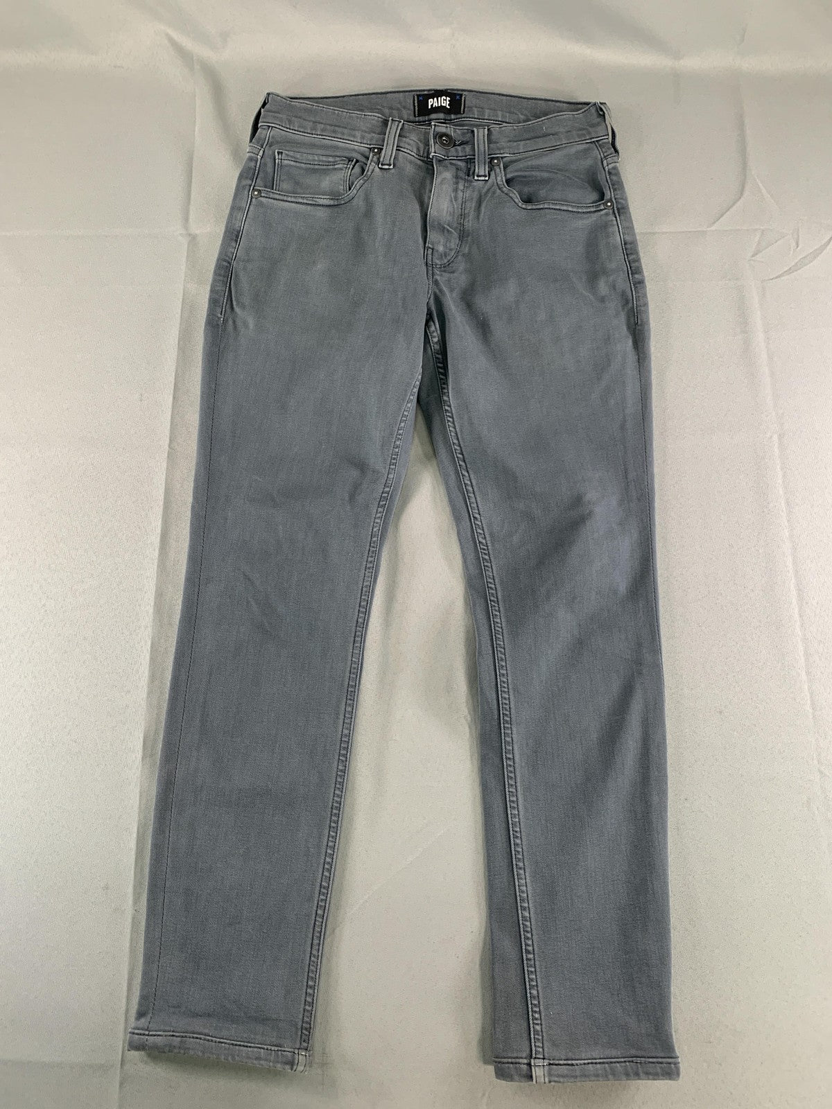 Paige Federal Jeans Mens 31x28 Gray Slim Straight Stretch Denim Pants Casual on