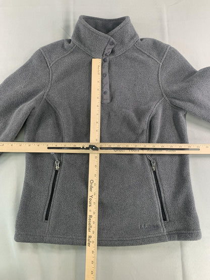 LL Bean Pullover Womens Small Gray Polartec Fleece Half Snap Recycled Outdoor